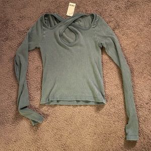 Ribbed Criss-Cross Neck Tight Top